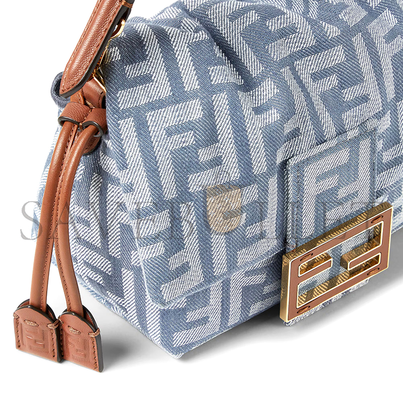 FENDI MAMMA BAGUETTE SMALL BLUE DENIM-EFFECT FF JACQUARD MINI-BAG 8BS105AV5WF1SXQ (16*13*10cm) FENDI MAMMA BAGUETTE SMALL BLUE DENIM-EFFECT FF JACQUARD MINI-BAG 8BS105AV5WF1SXQ (16*13*10cm)